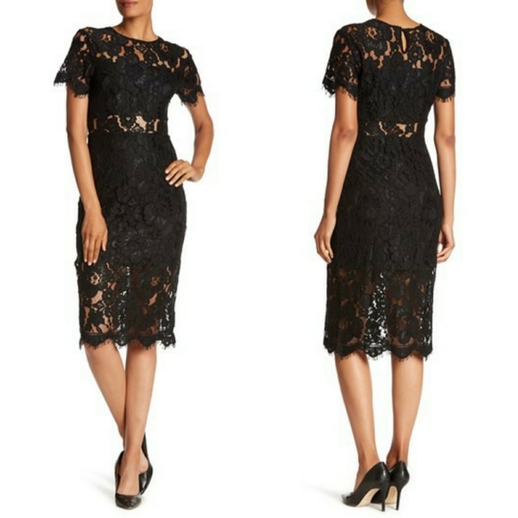 nsr short sleeve midi lace dress